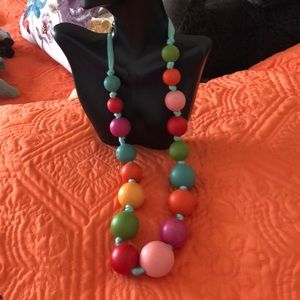 Large colorful wooden bead necklace